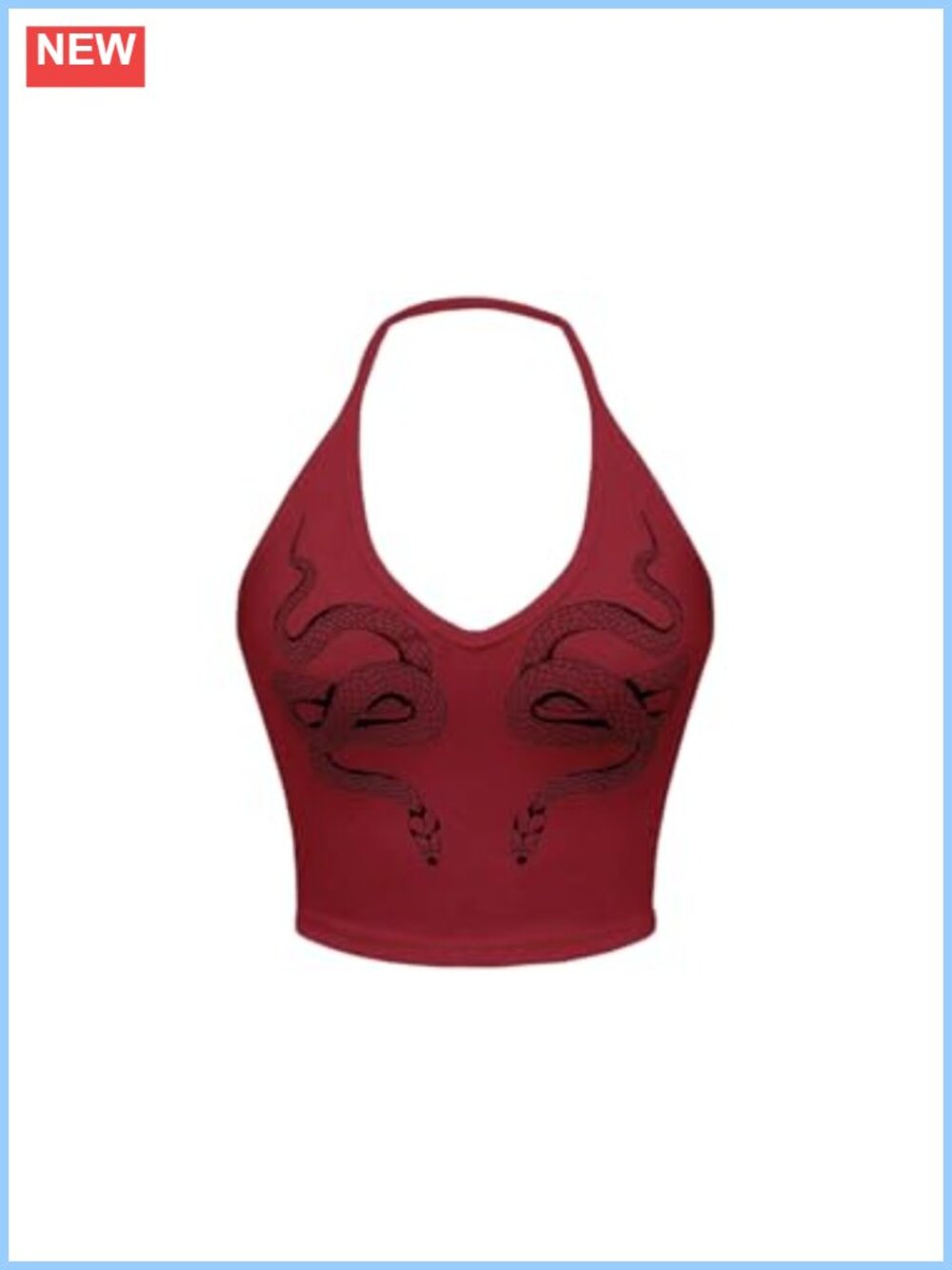 SHENHE Y2K Halter Snake Print Fitted Gothic Crop Top